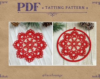 PDF Shuttle Tatting Pattern, Tatting Tutorial, Tatting decor, Step by step pattern, Window decoration, Hoop decor