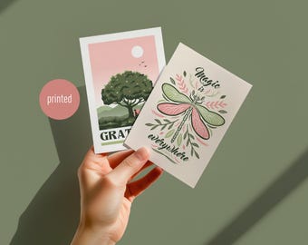Postales ilustradas dúo Sabiduría – – set de 2 tarjetas de naturaleza e inspiración – postal de arte zen
