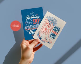 Dúo de postales ilustradas del Oeste – Juego de 2 tarjetas de naturaleza e inspiración – Postales de arte campestre