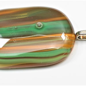 Colorful Orange-Green Fused Glass Pendant