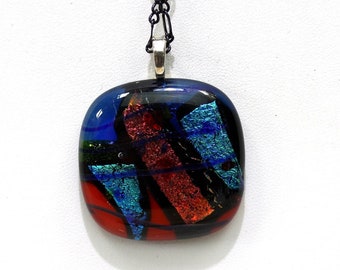 Colorful Dichroic Fused Glass Pendant