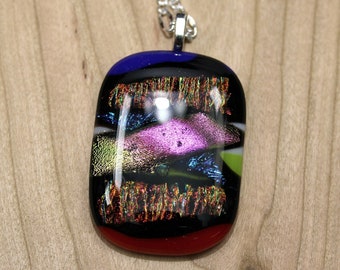 Colorful Dichroic Fused Glass Pendant
