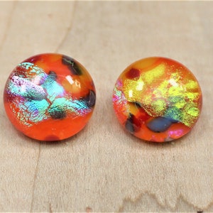 Fused Dichroic Glass Earrings, Shimmering Rainbow Colors