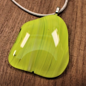 Translucent Yellow-Green Fused Glass Pendant