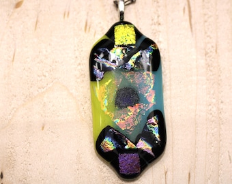 Colorful Dichroic Fused Glass Pendant