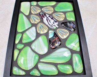 Fused Glass Mosaic Art (She Swims Gracefully in Solitude), Colorful Home Decor