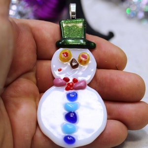 Fused Glass Snowman Christmas Tree Ornament(Top hat Terry)