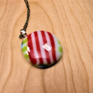 Colorful Striped Fused Glass Pendant