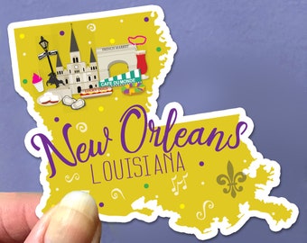 New Orleans Louisiana State Sticker French Quarter Big Easy Mardi Gras