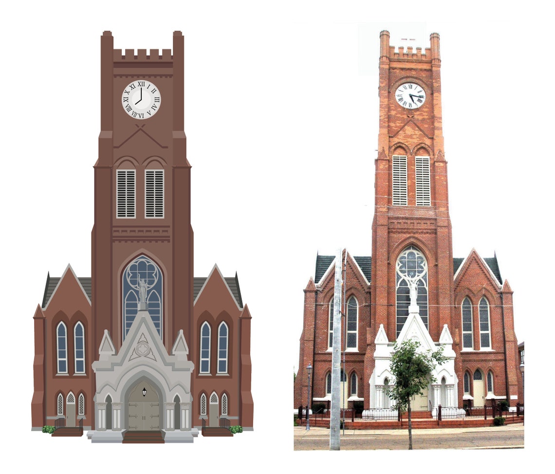 St. Francis Xavier Cathedral Alexandria Louisiana 8x10 Inch Etsy