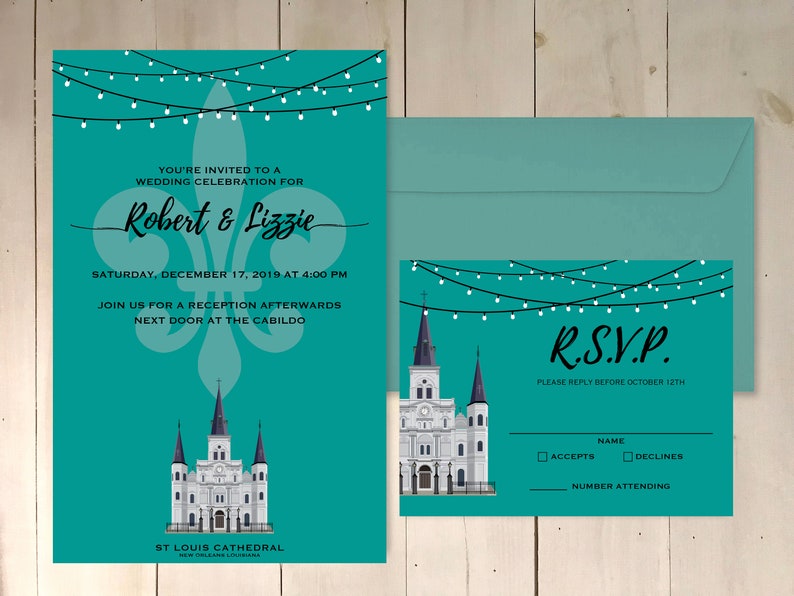 New Orleans Theme Wedding RSVP Invitation Save the Date St - Etsy