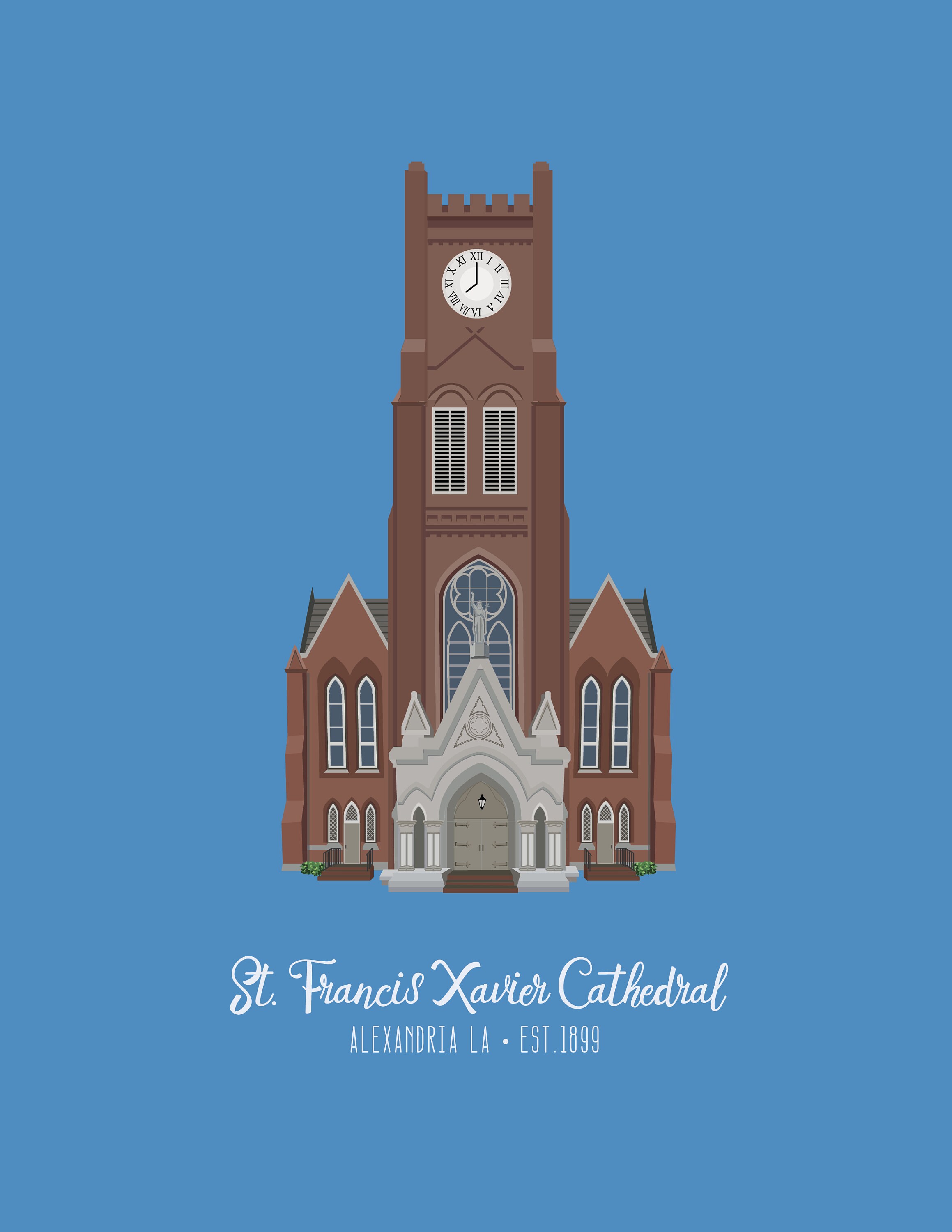 St. Francis Xavier Cathedral Alexandria Louisiana 8x10 inch Etsy