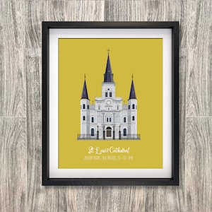 Katedra św. Ludwika Nowy Orlean Luizjana Dzielnica Francuska Jackson Square plakat 8 x 10 cali prezent na rocznicę ślubu