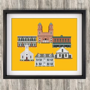 Natchitoches Louisiana Buildings Icons Color Digital prints Plantation Meat Pie Northwestern NSU