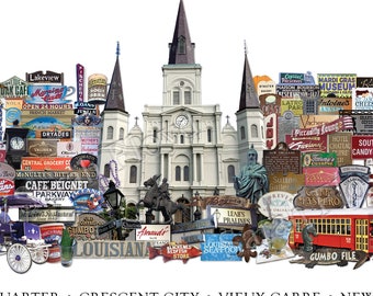 New Orleans PhotoMontage - New Orleans Photography - New Orleans Photo - French Quarter - Jackson Square