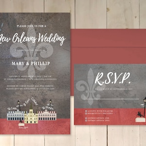 New Orleans theme wedding invitation rsvp save the date digital download