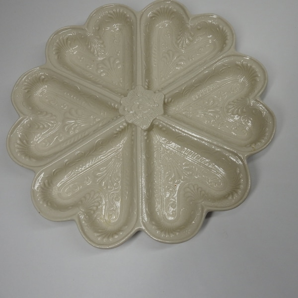 Vtg Valentine Porcelain Cookie Press from 80s Metropolitan Museum of Art Gift Shop Six Hearts