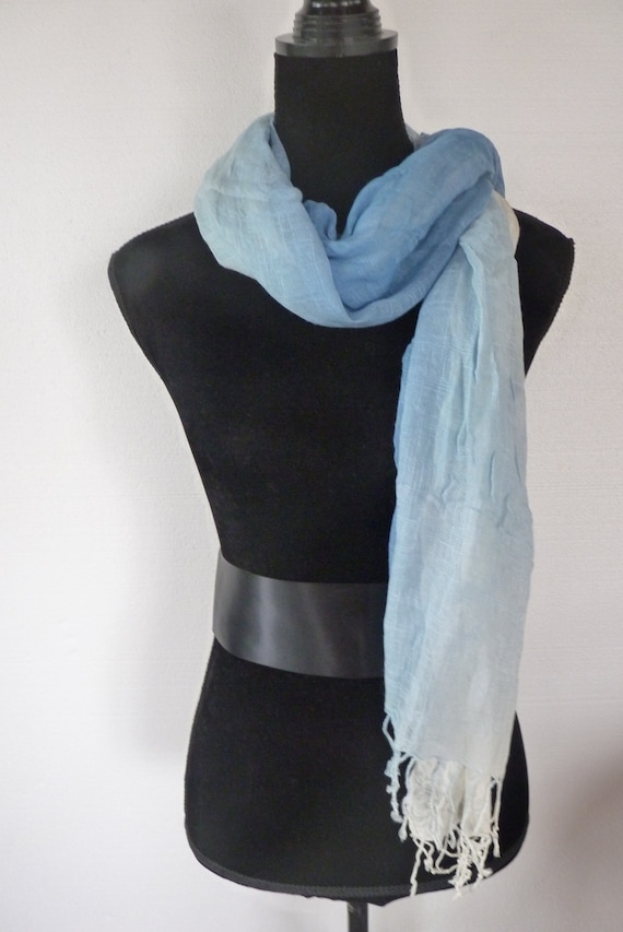 Vintage 90s LINEN Wrap Stole Shawl Scarf in Ombre 