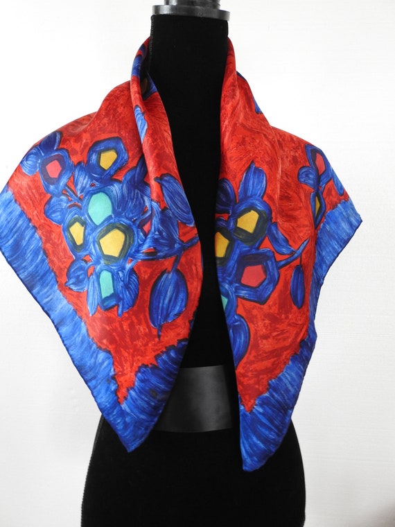 Fabulous Abstract FLORAL Art Scarf Fine Silk Twill