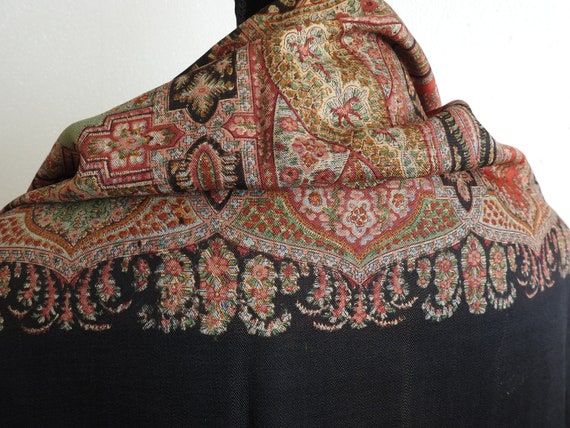 Antique Victorian Paisley Shawl Block Printed Very