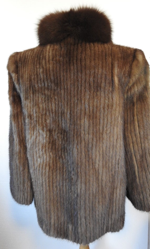 Elegant 90s Fur Jacket in Demi Buff Mink and Blue… - image 4