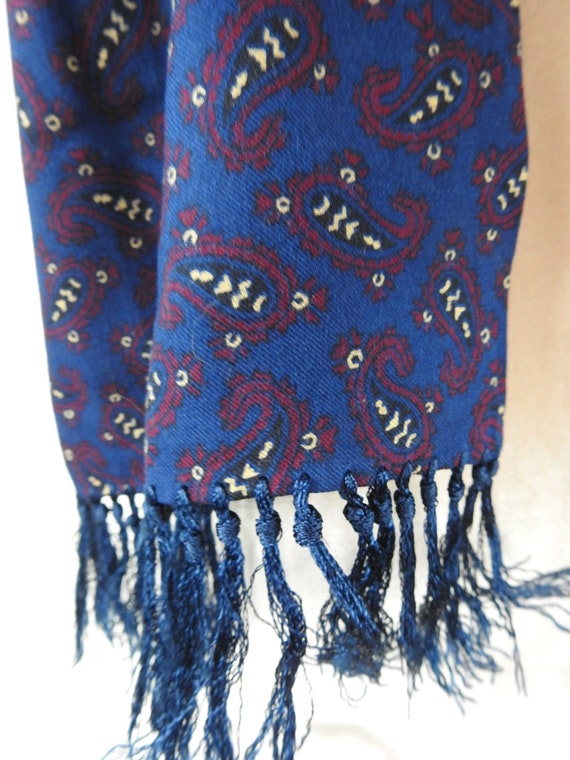 Men's 80s TOOTAL Wool Blend SCARF in Bright Navy Blue With