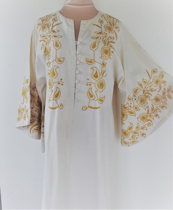 Vintage MEXICAN RARE Caftan Long Dress All Cotton 