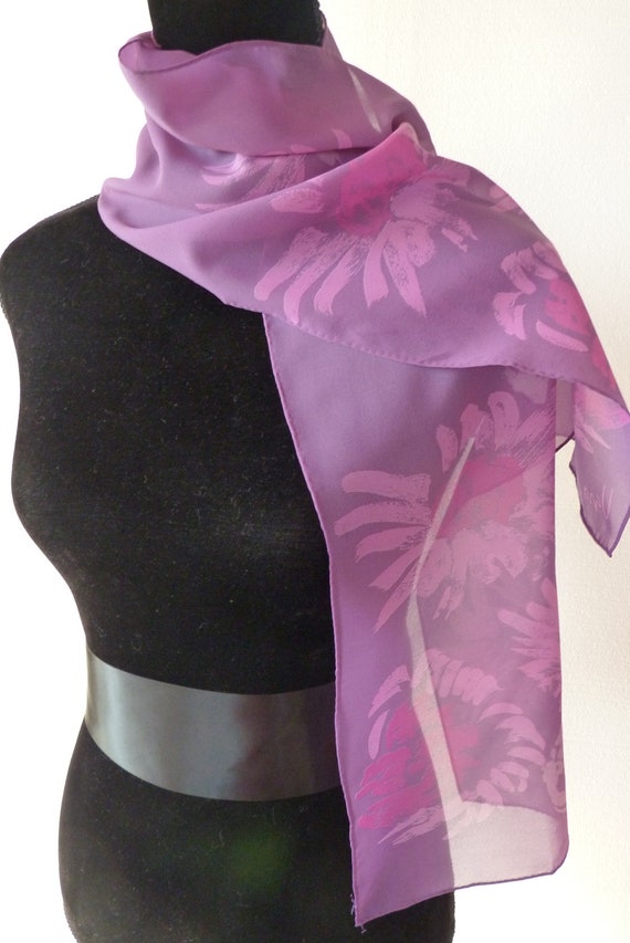 Beautiful VERA Silk Scarf in Muted Mauve, Pink, Fu