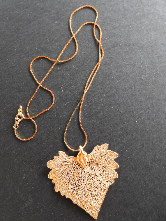 Beautiful ASPEN  COTTONWOOD  Leaf Pendant Necklac… - image 4