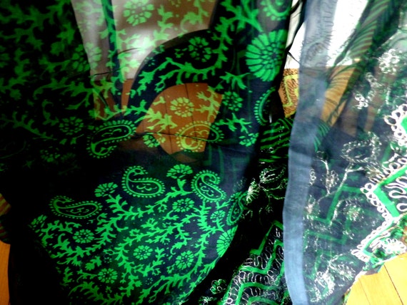 SALE Vintage Indian  Silk Gauze Sari Hand Embroid… - image 3