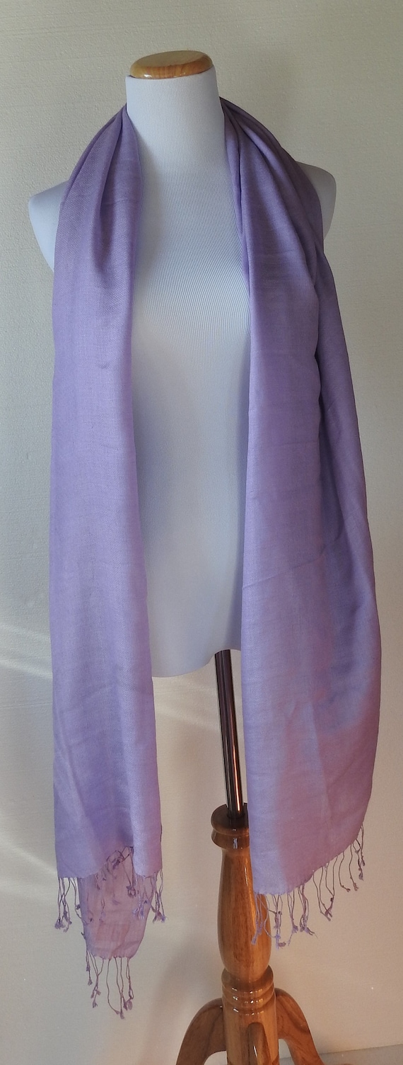 Vintage PASHMINA Shawl Wrap Scarf in Lilac Mauve C