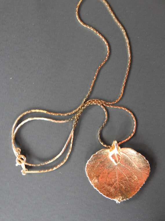 Beautiful ASPEN  Leaf Pendant Necklace Dipped in … - image 4
