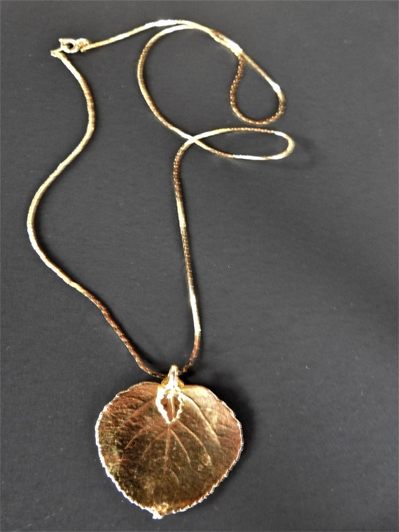 Beautiful ASPEN  Leaf Pendant Necklace Dipped in … - image 2