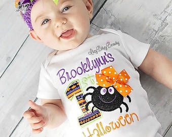 First Halloween Outfit - Baby Girls Spider Outfit - Headband - Ruffled Leg Warmers - OTT Halloween Outfit - My First Halloween - Girls