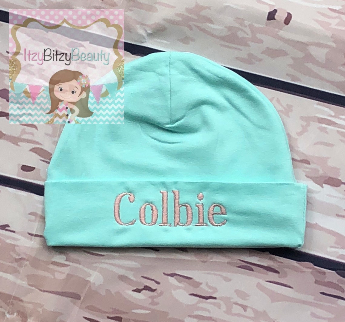 Newborn Hospital Hat Unisex Hospital Hat Monogrammed Hat Etsy