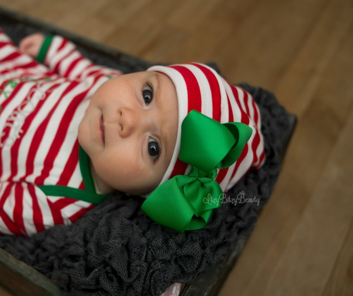 Girls Christmas Hat Newborn Christmas Hat green Bow Etsy
