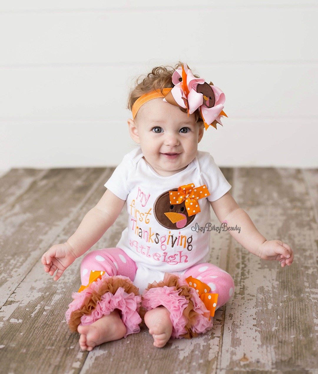 Thanksgiving Outfit Baby Girl – Turkey Embroidered Bodysuit, Headband & retailer Legwarmers Set Personalized with Name