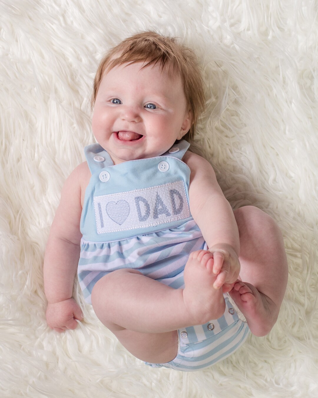 Blue Bubble Unisex Baby Boy Fathers Day I Love Dad Mom Baby Romper