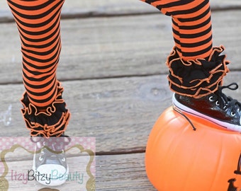 Halloween Ruffle Pants - Girls Ruffle Bottoms - Black And Orange Stripes , Ruffles Bottoms , Pants , Halloween