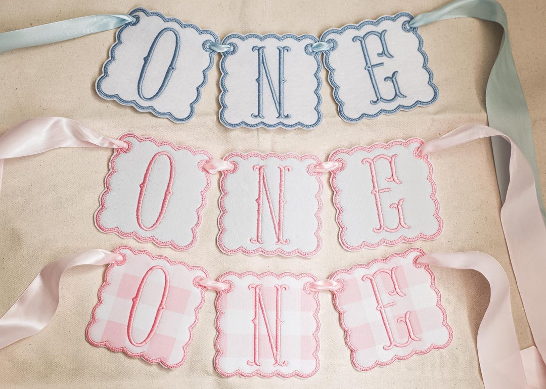First Birthday Banner - ONE - Scalloped - ANY COLOR - First Birthday ...