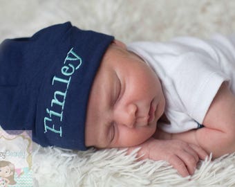 Newborn Hospital Hat, Monogrammed Hat, Baby Hat, Embroidered Personalized Hat, Custom Name,  ANY COLORS Baby Boy Girl