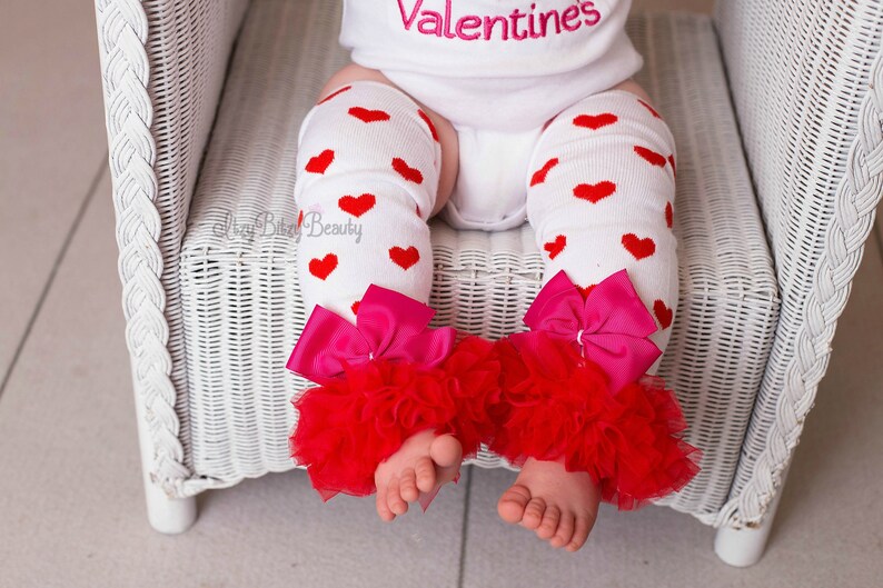 Valentines Day Heart Leg Warmers Girls Red and White Chiffon Etsy