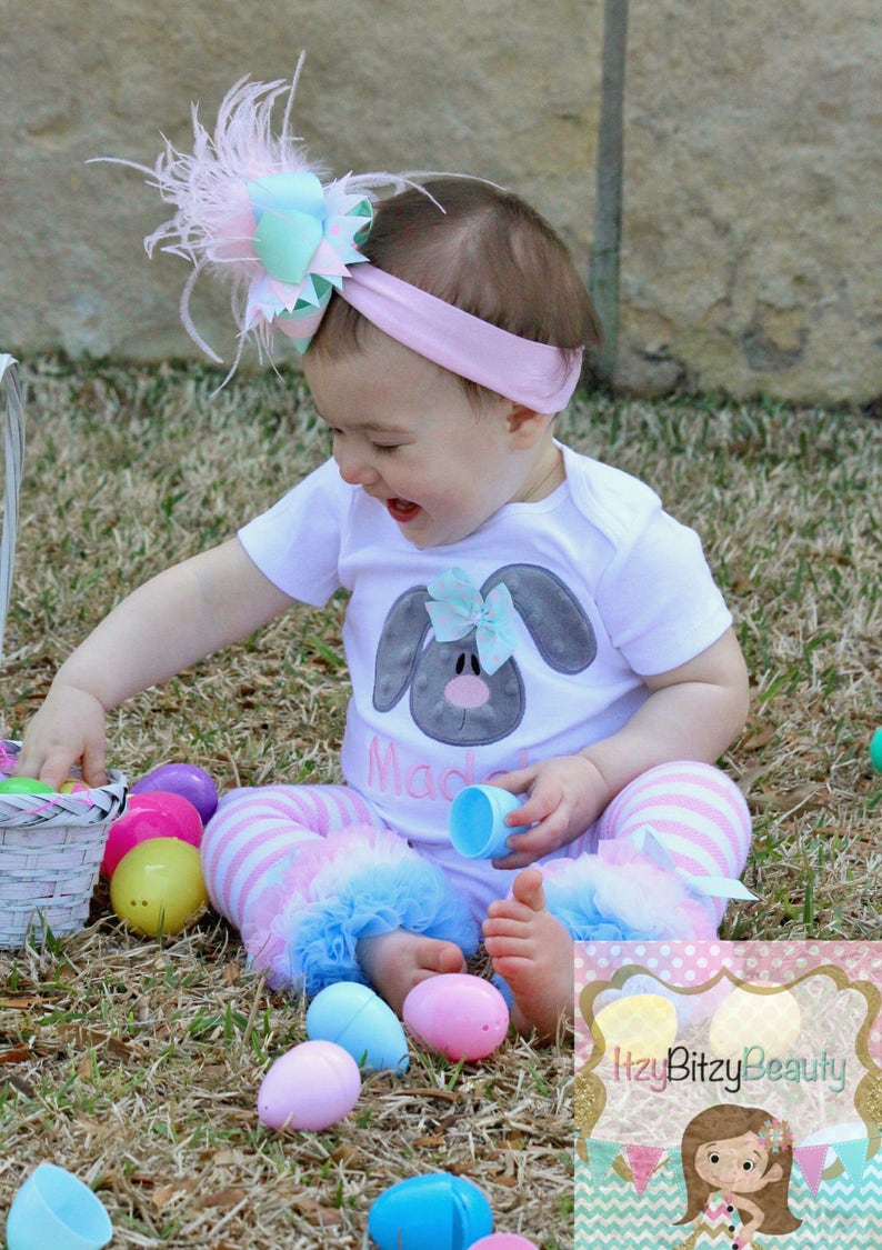 Girls Easter Outfit Pastel Colors OTT Bunny Shirt Bodysuit Etsy