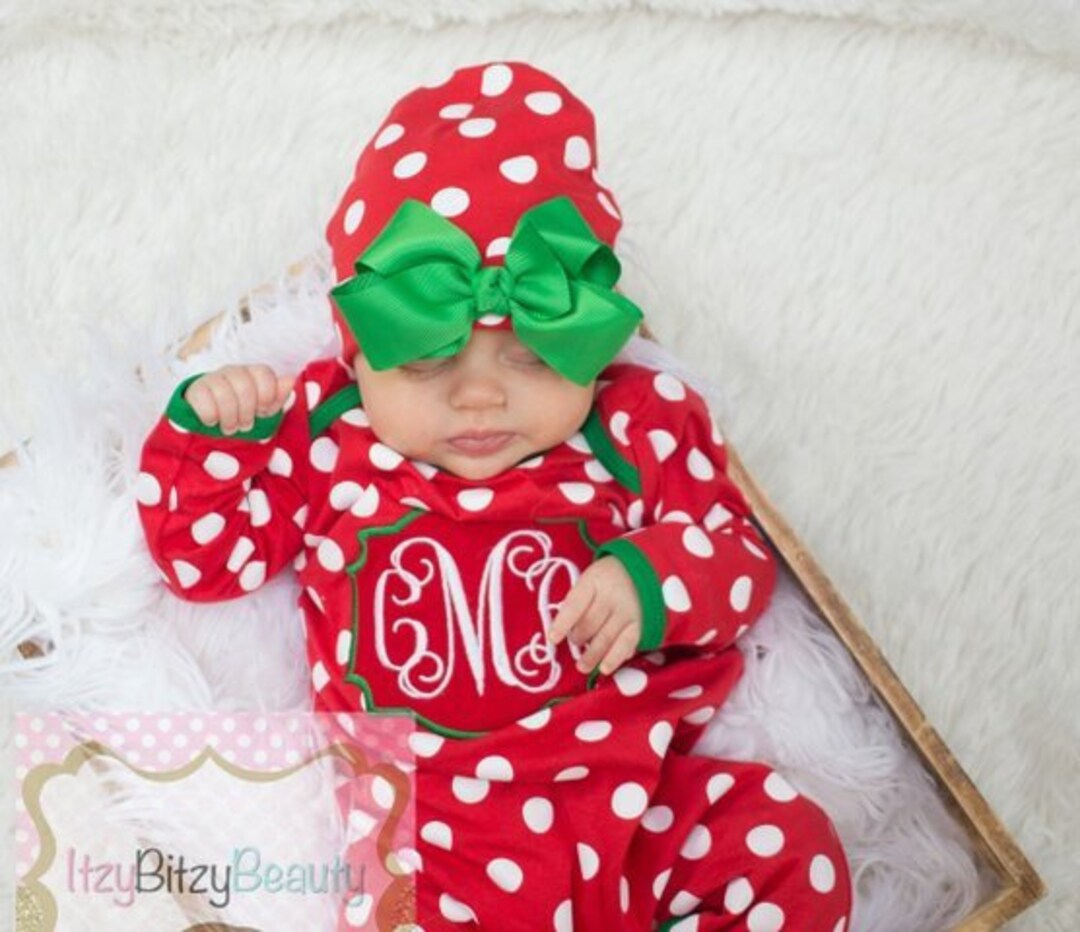 Girls Christmas Hat Newborn Christmas Hat green Bow Etsy