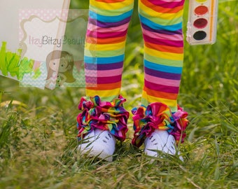 Rainbow Ruffle Pants - Girls Rainbow Ruffle Bottoms - Bright Fun Summer Colors , Ruffles Bottoms , Pants