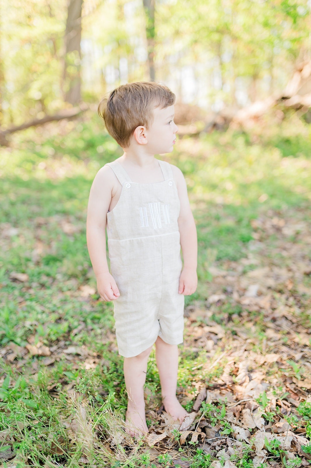 Boys Linen Jon Jon - Shorts all - Monogrammed - Baby Boys - Tan Linen - Toddler - Monogram - Embroidered - Shortsall