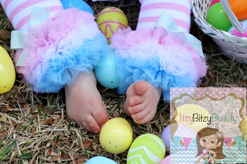 Girls Easter Leg Warmers Pink and Blue Pastel Ruffle Etsy