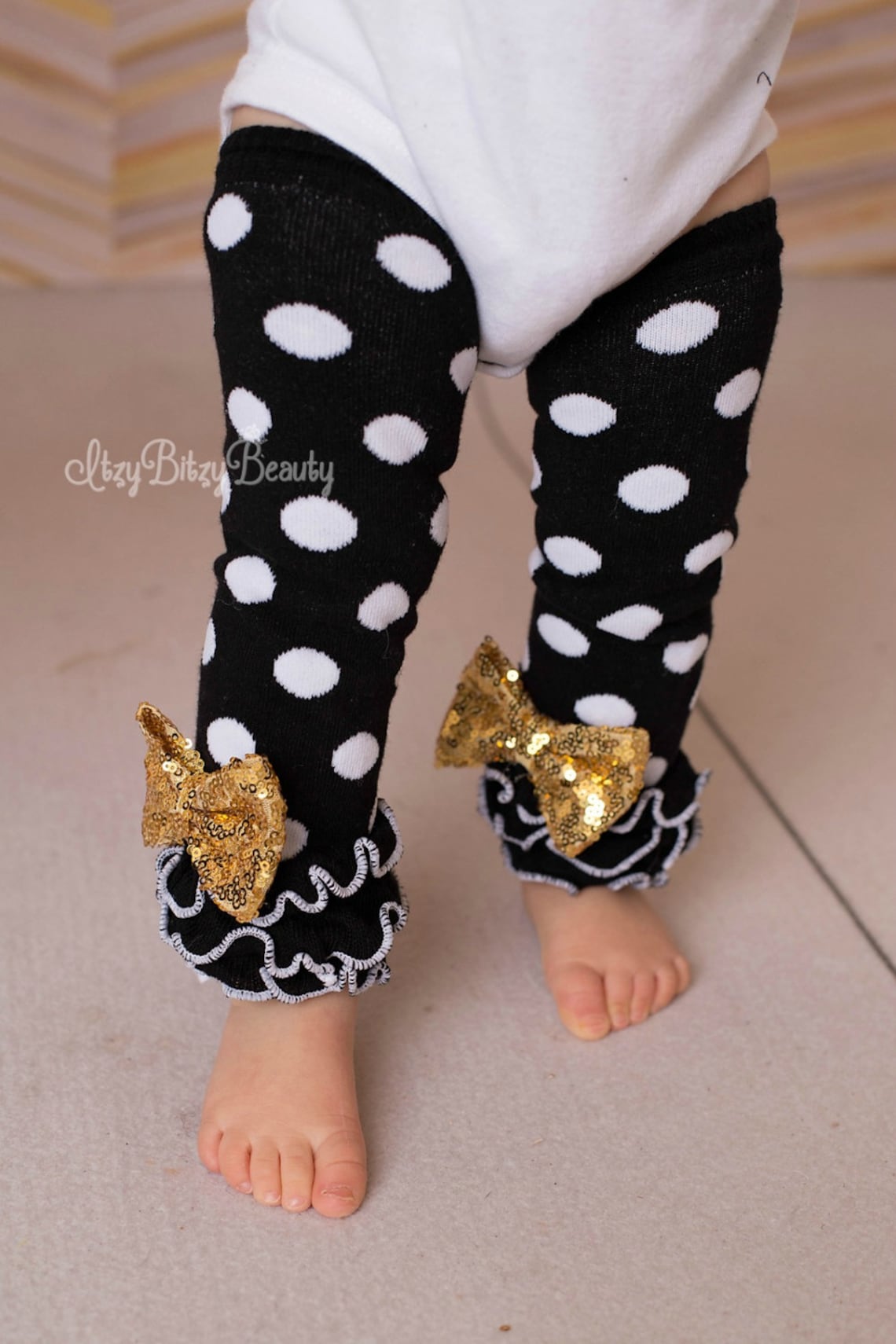 New Year Gold Sequin Leg Warmers Black Polkadot Leg Warmers Etsy