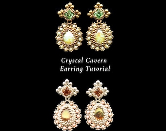 Beaded Earring Tutorial. Statement Jewelry Pattern. Instant PDF Download.