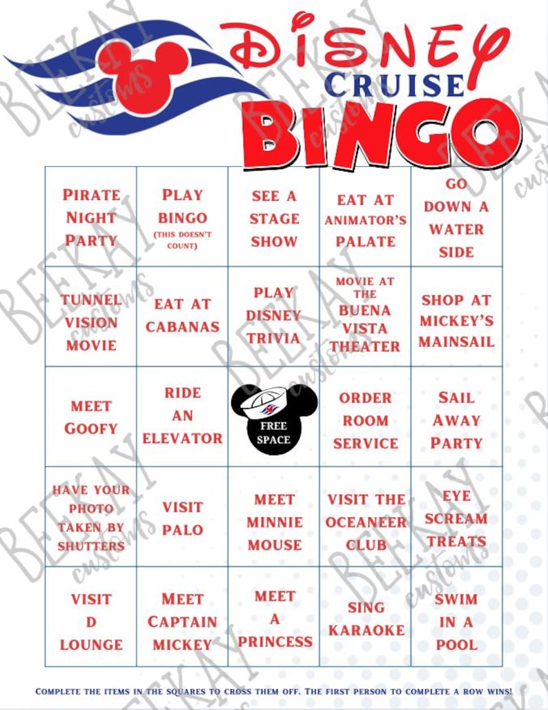 Mickey Cruise Line Fish Extender Downloadable Cabin Bingo Game Gift - Etsy